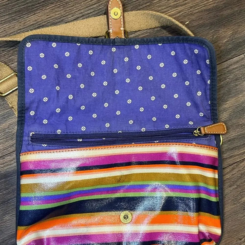 Fossil Striped Coated Canvas Crossbody Bag